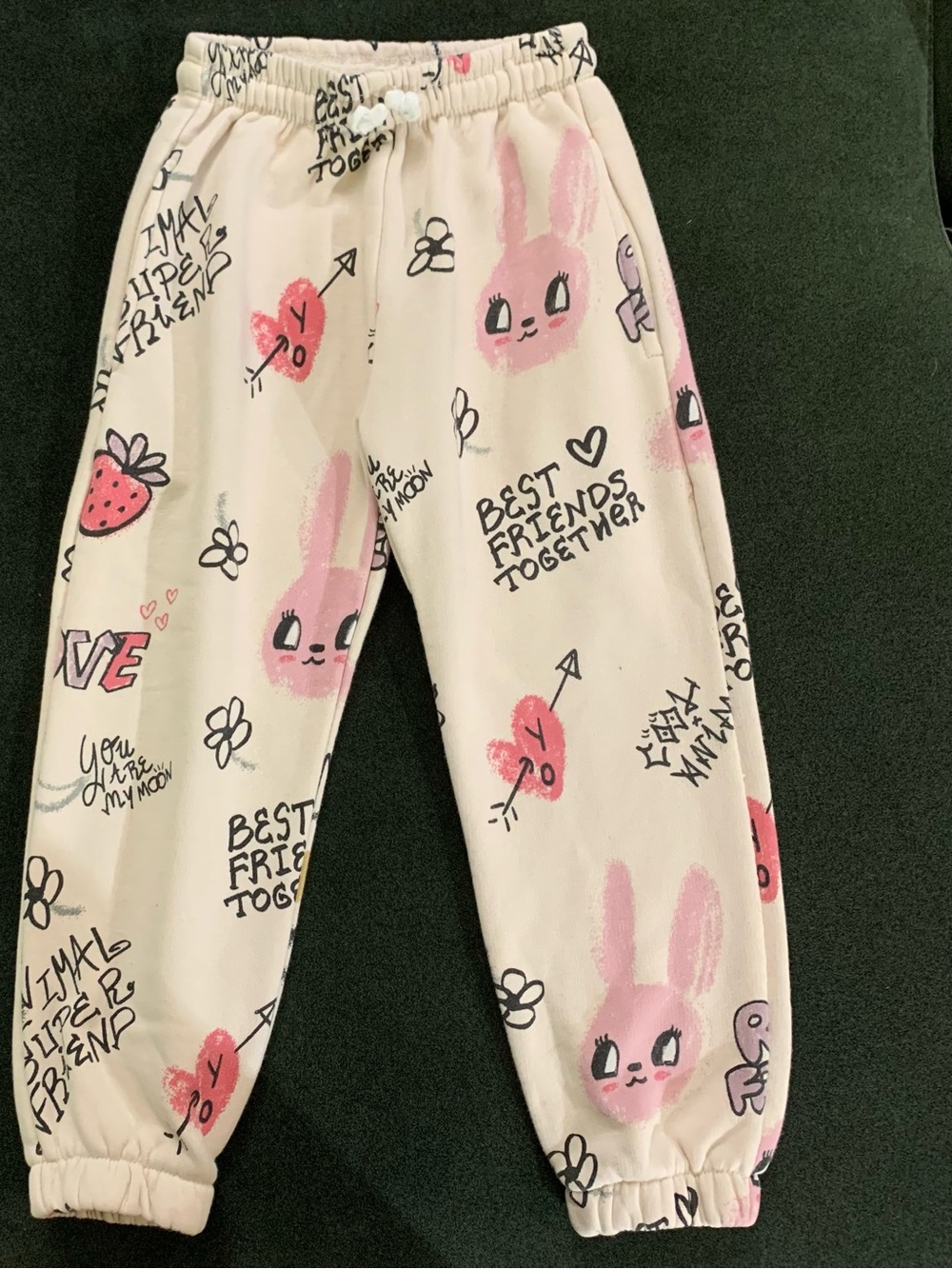 Zara Girls 4-5 years cozy sweatpants Best Friends Bunny Design